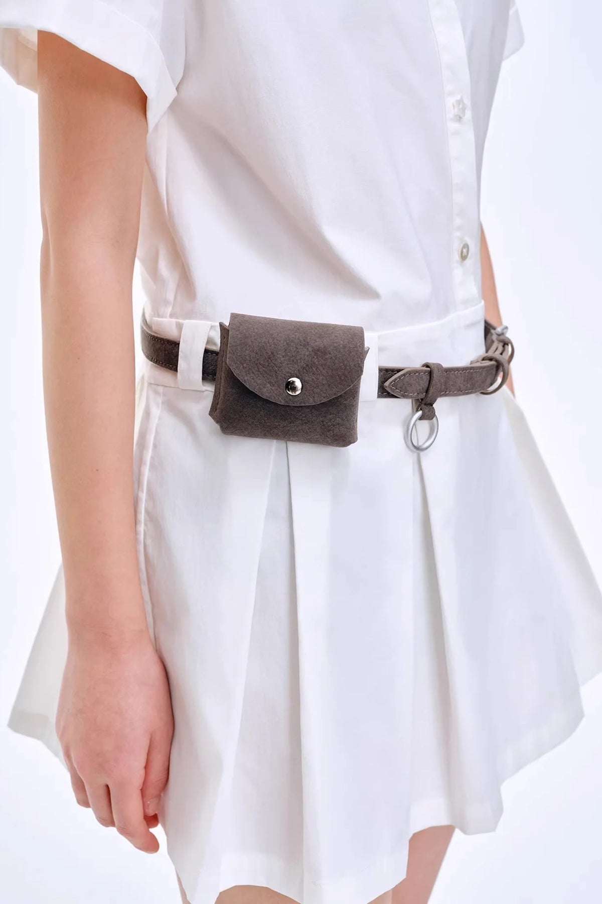 Pleated Polo Collar Dress