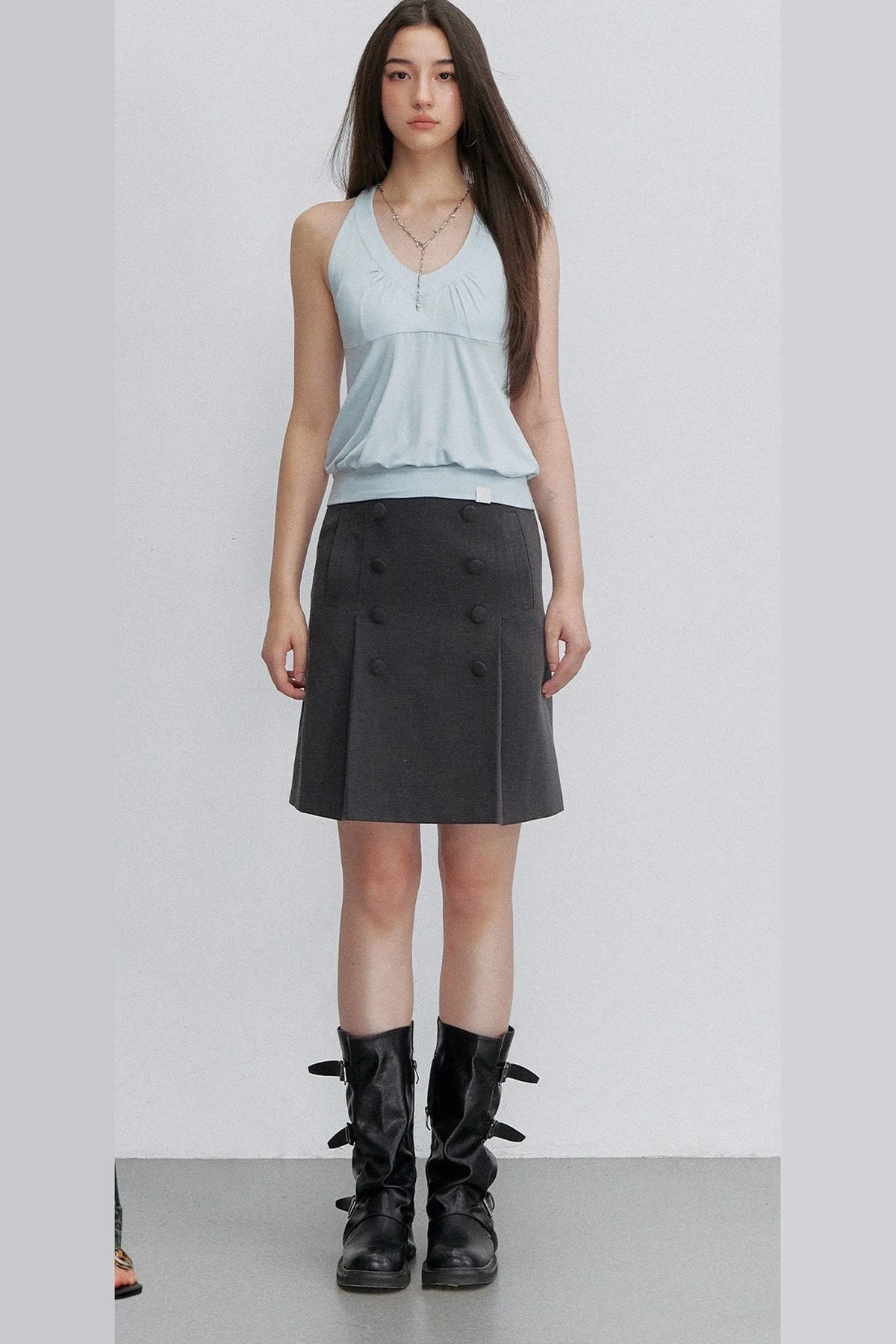 Pleated Racerback Halter Top