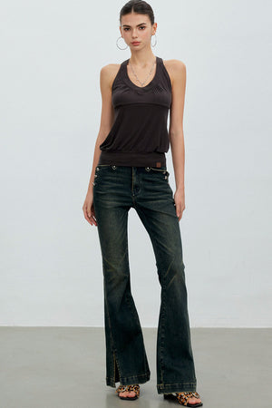 Pleated Racerback Halter Top