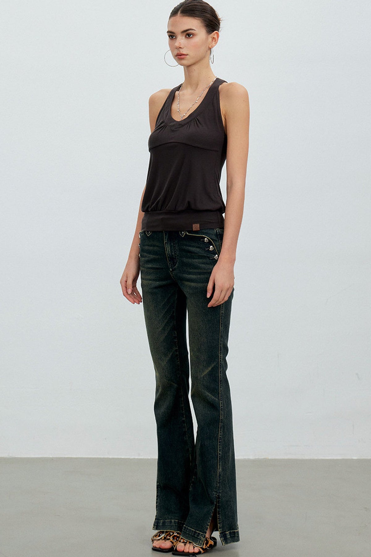 Pleated Racerback Halter Top