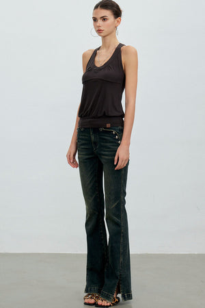 Pleated Racerback Halter Top