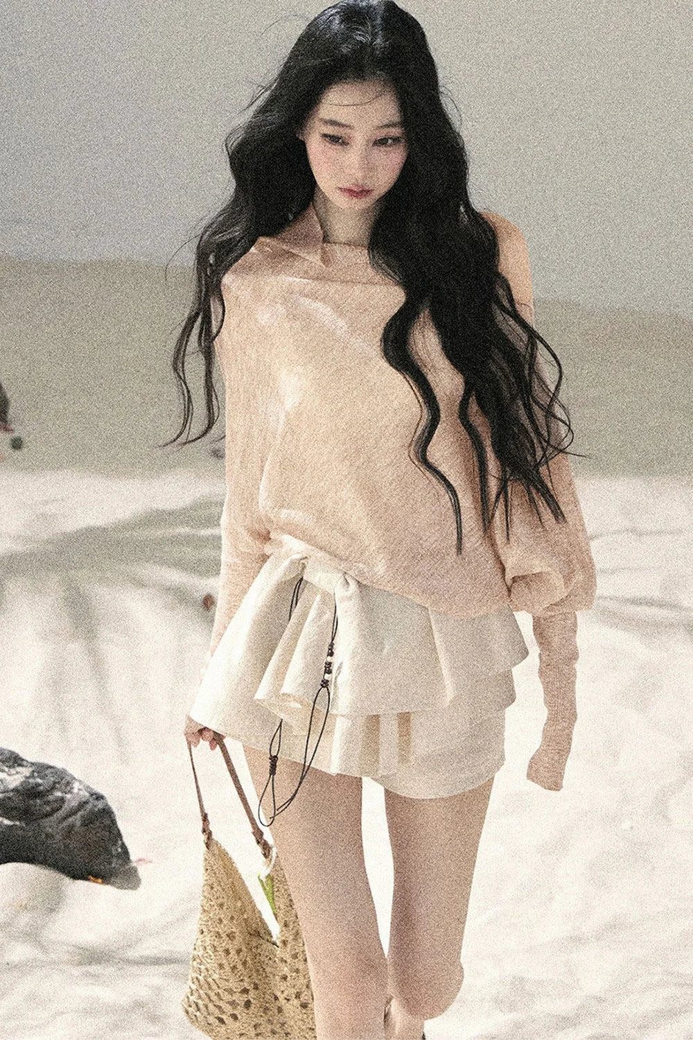 Pleated Ruffled Skirt Pants Set