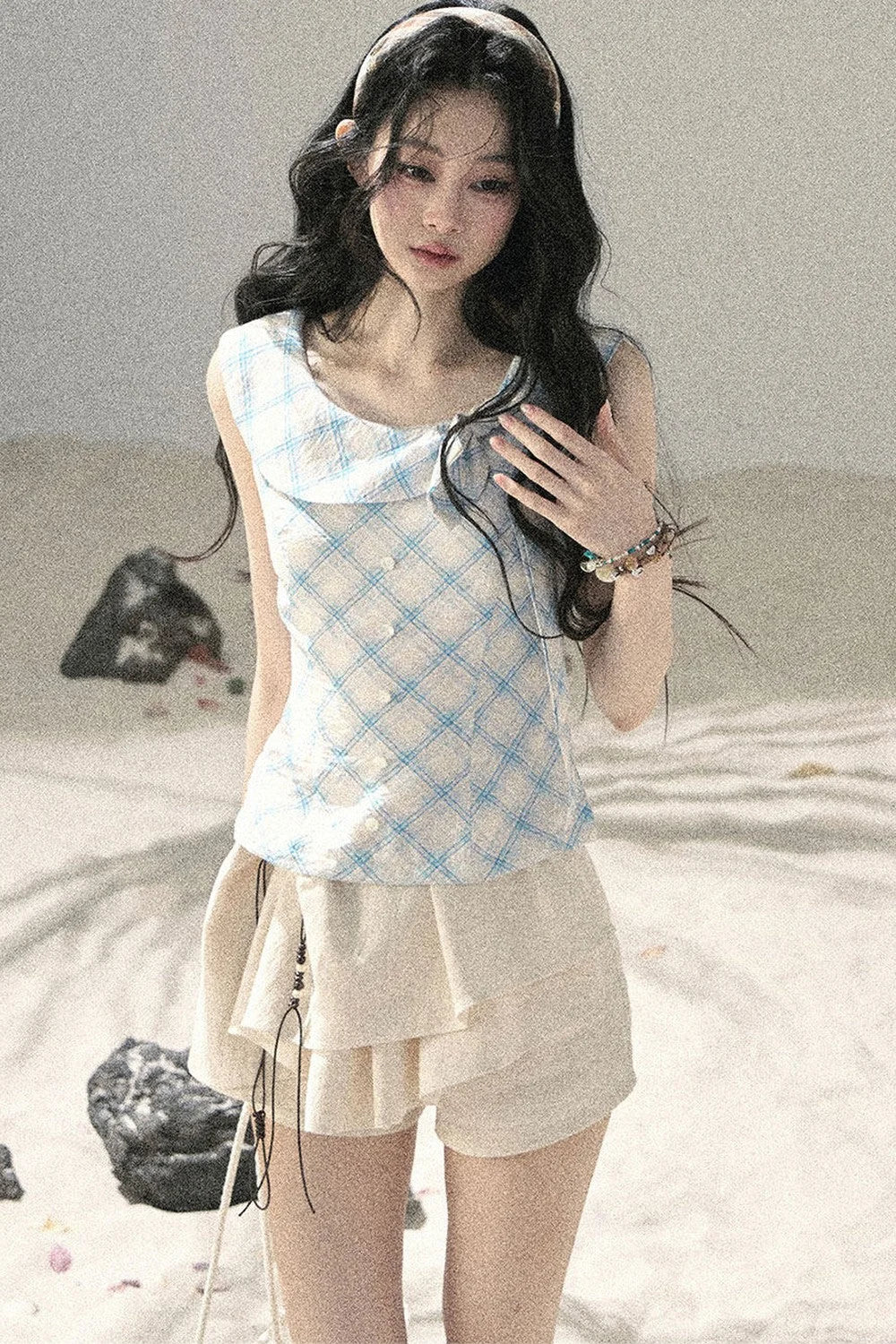 Pleated Ruffled Skirt Pants Set