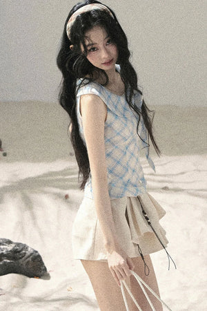 Pleated Ruffled Skirt Pants Set