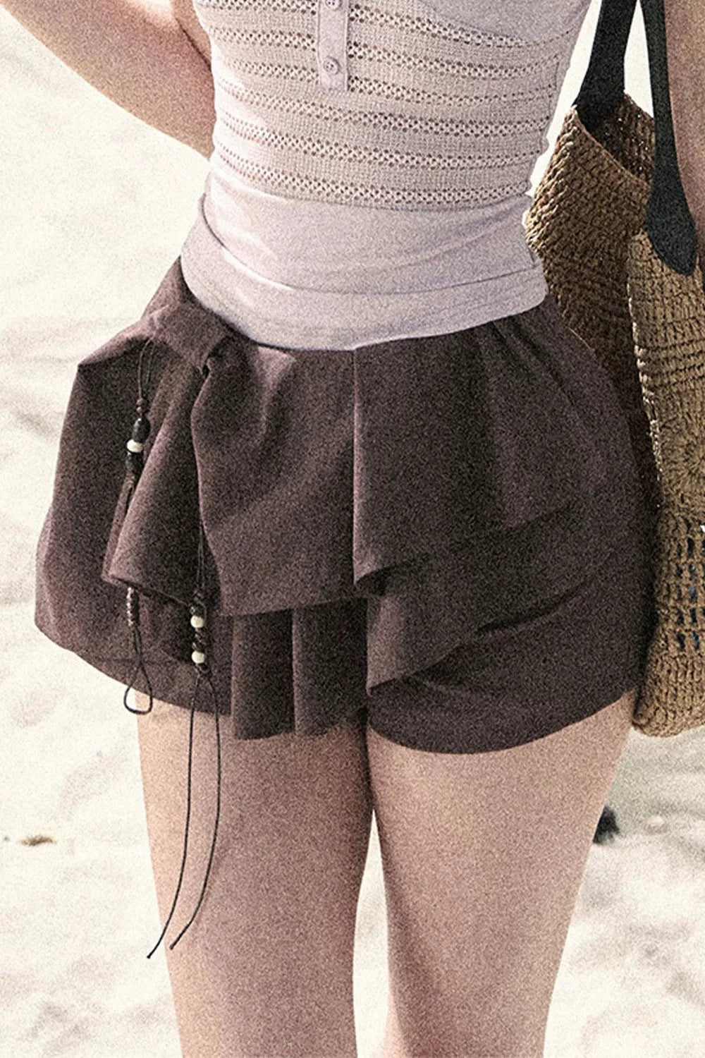 Pleated Ruffled Skirt Pants Set