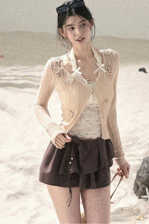 Pleated Ruffled Skirt Pants Set