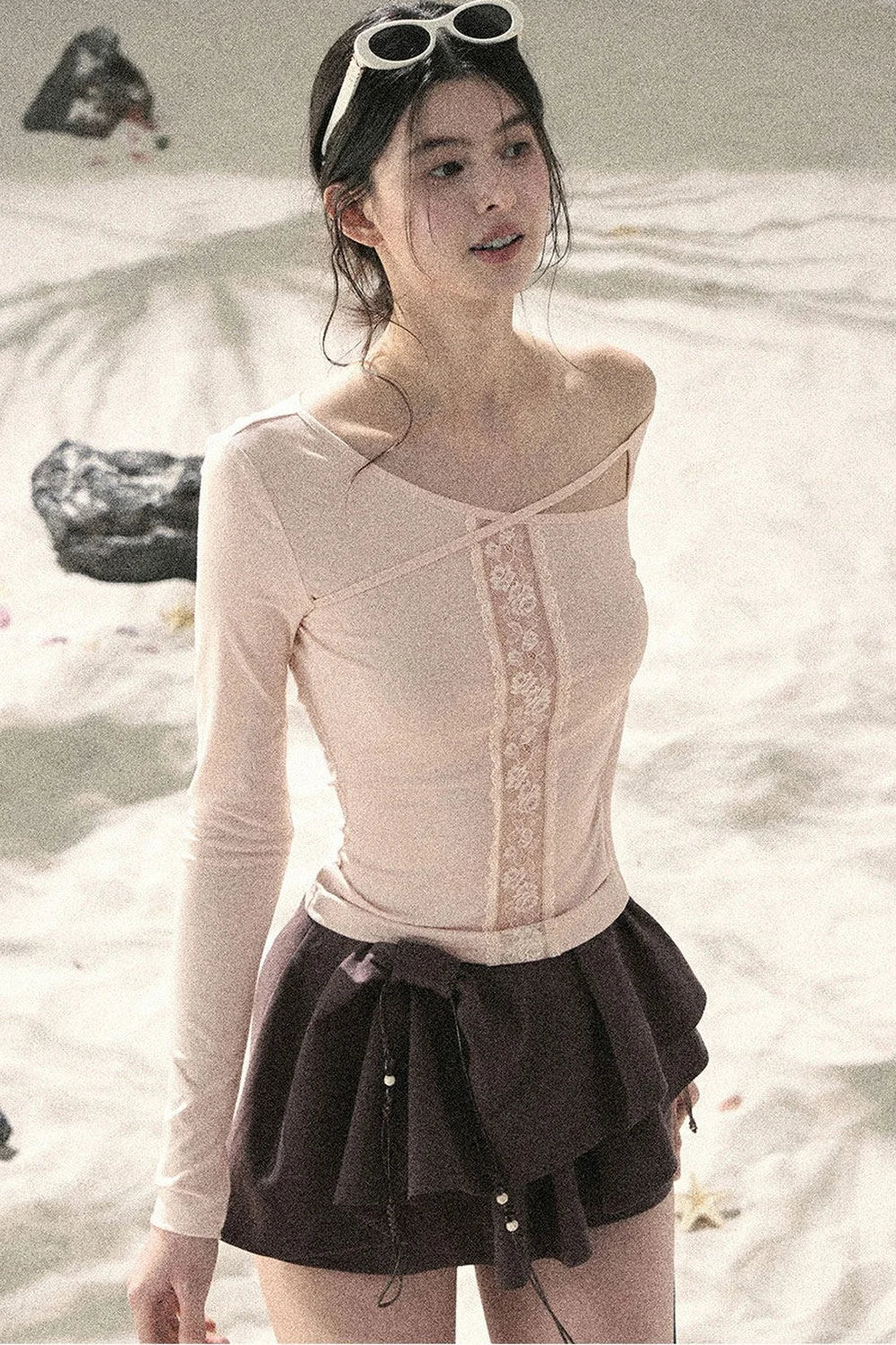 Pleated Ruffled Skirt Pants Set