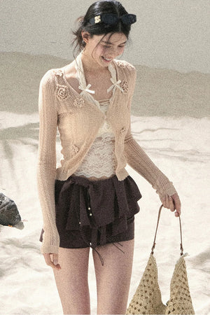 Pleated Ruffled Skirt Pants Set