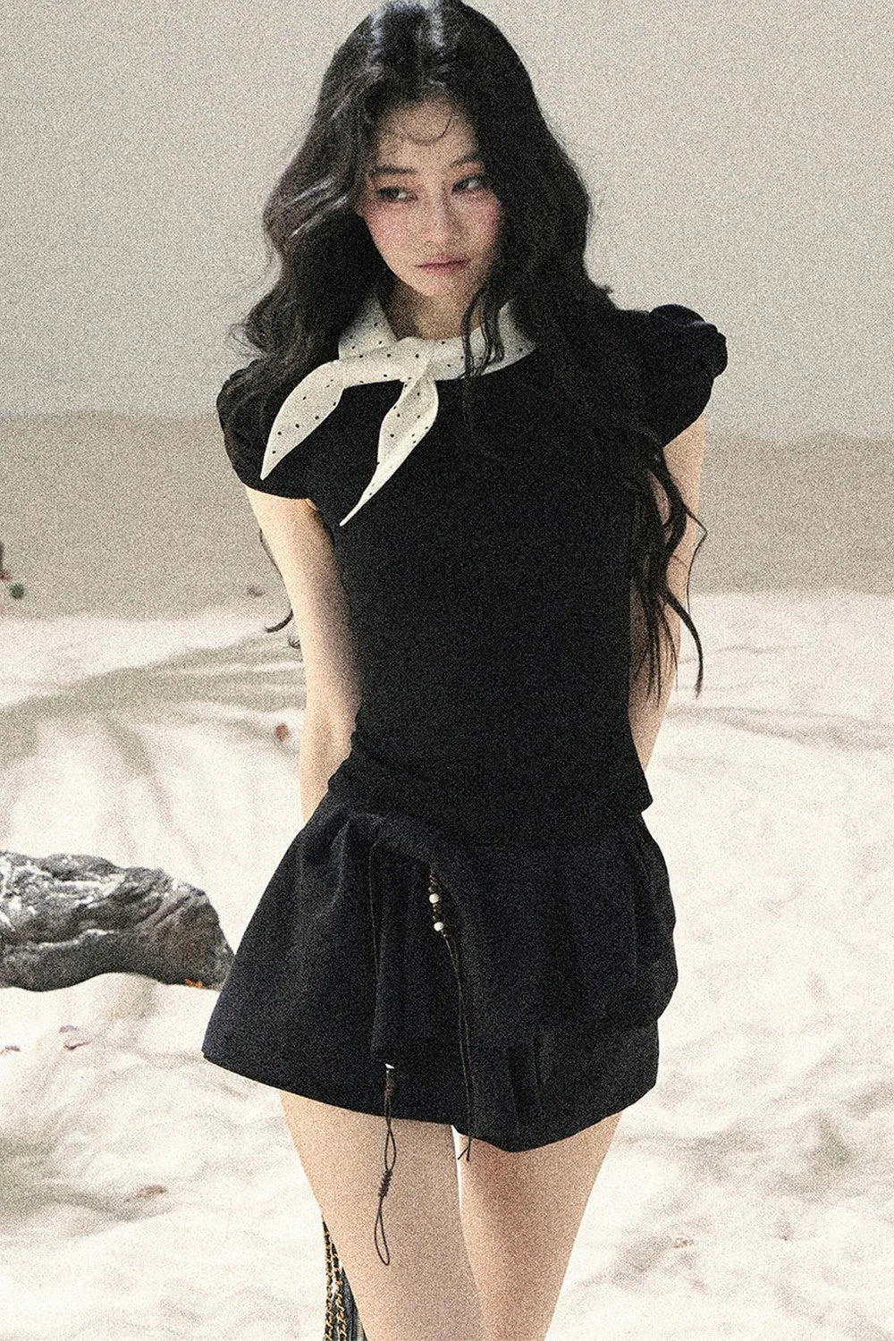 Pleated Ruffled Skirt Pants Set