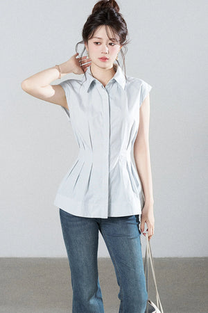 Pleated Shirt and Mini Skirt Set-Up