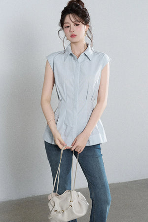 Pleated Shirt and Mini Skirt Set-Up