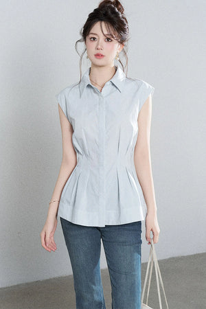 Pleated Shirt and Mini Skirt Set-Up