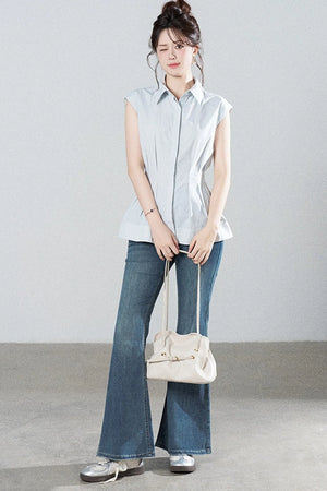 Pleated Shirt and Mini Skirt Set-Up