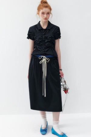 Pleated Shirt and Skirt Set
