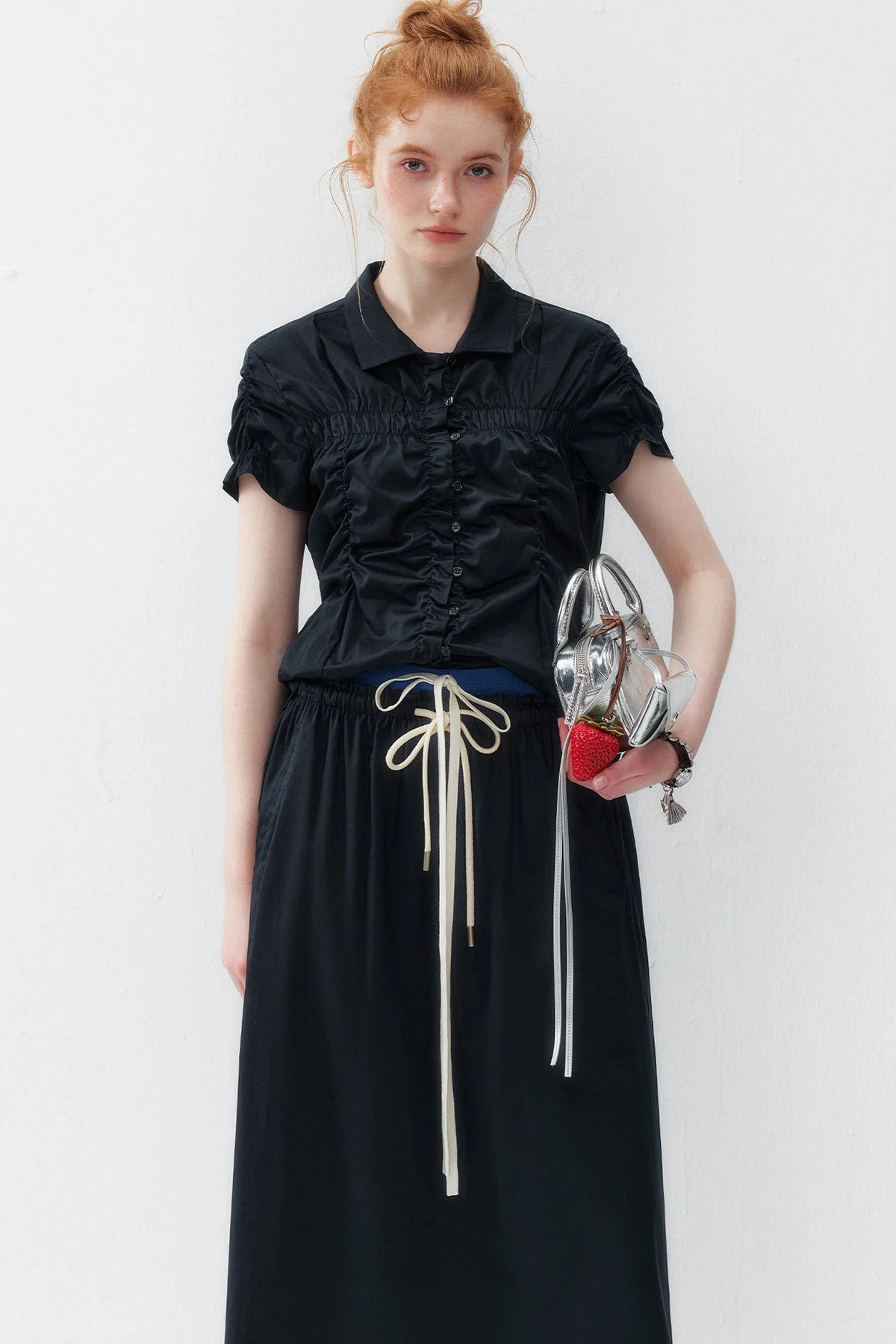 Pleated Shirt and Skirt Set
