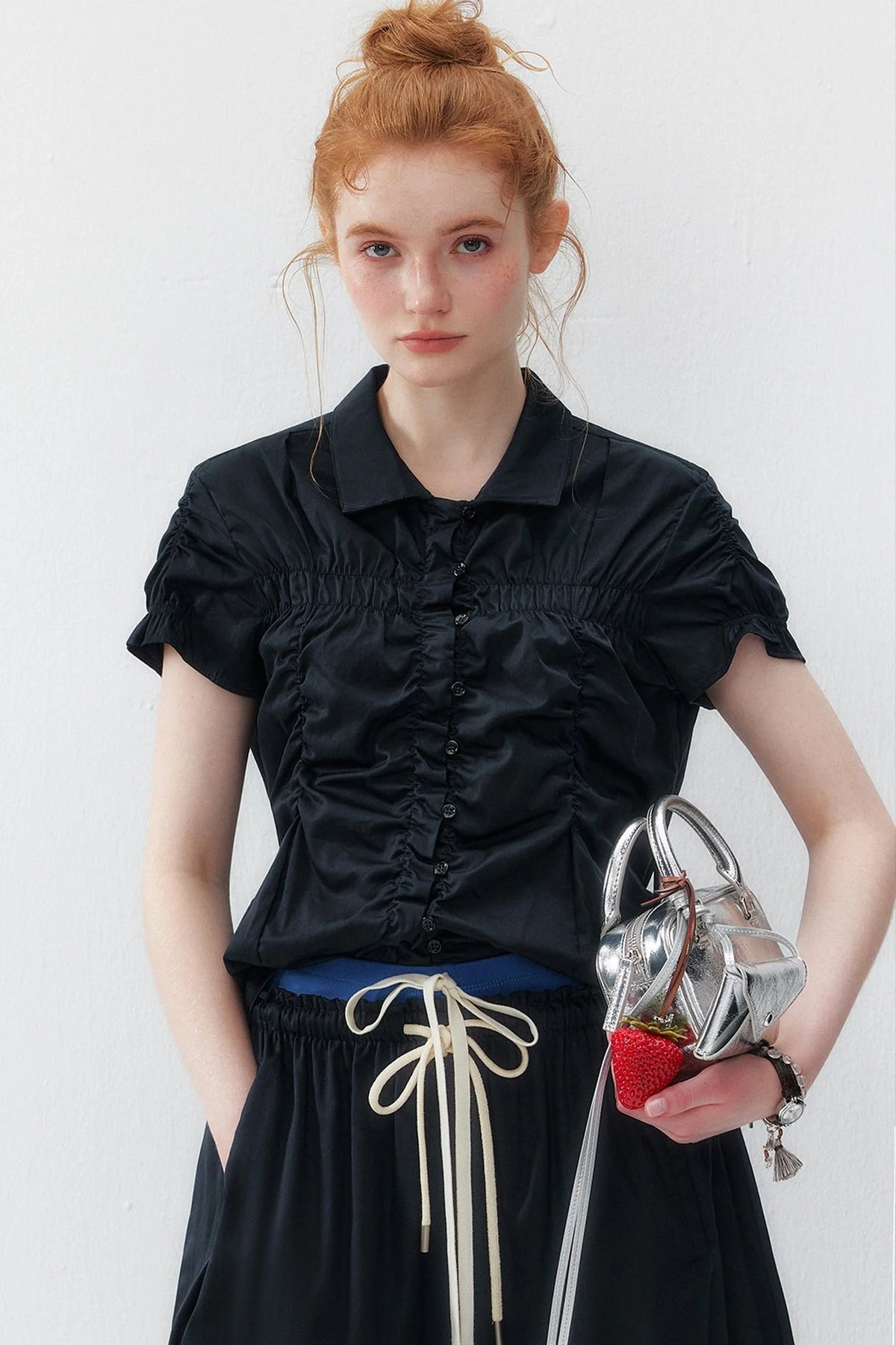 Pleated Shirt and Skirt Set