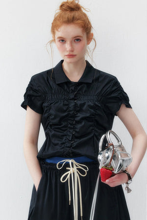 Pleated Shirt and Skirt Set