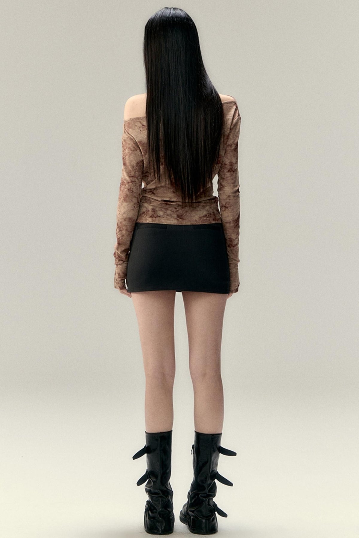 Pleated Slant Shoulder Tops