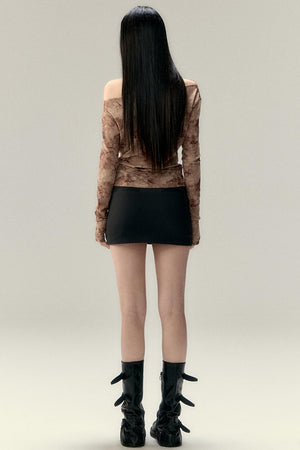 Pleated Slant Shoulder Tops