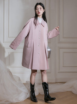 pleated small A-shaped trench coat