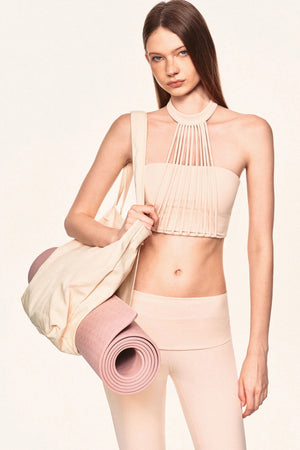 Pleated Tassel Halter Top and Flared Pants Set-Up