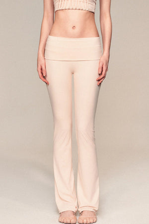 Pleated Tassel Halter Top and Flared Pants Set-Up