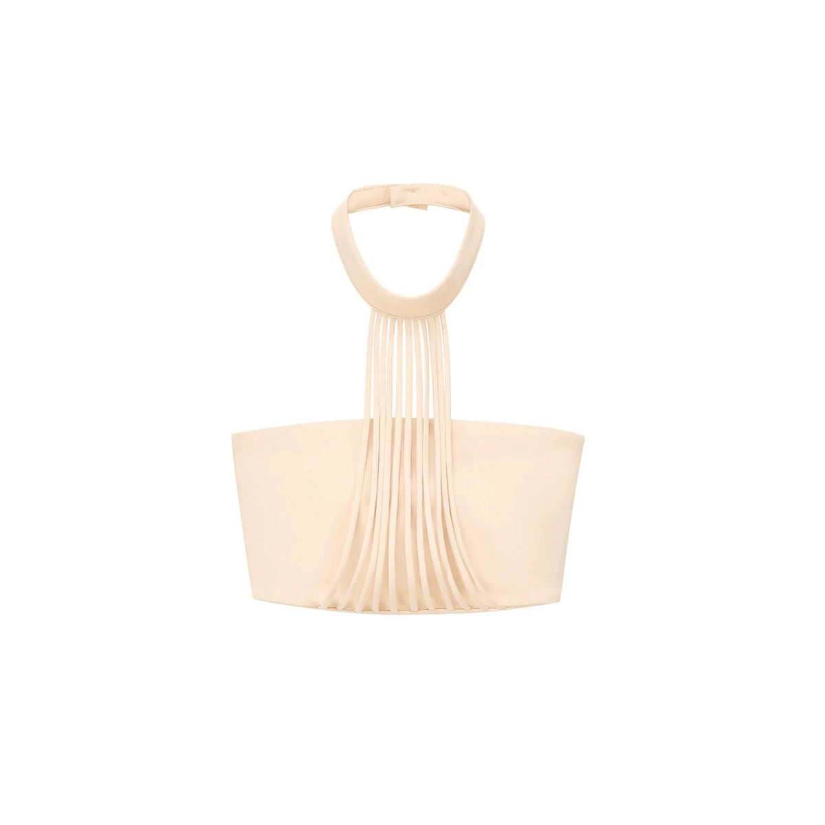 Pleated Tassel Halter Top and Flared Pants Set-Up