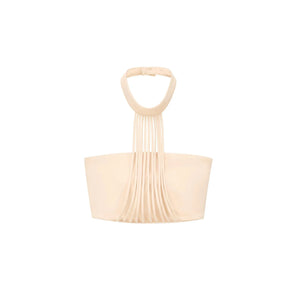 Pleated Tassel Halter Top and Flared Pants Set-Up