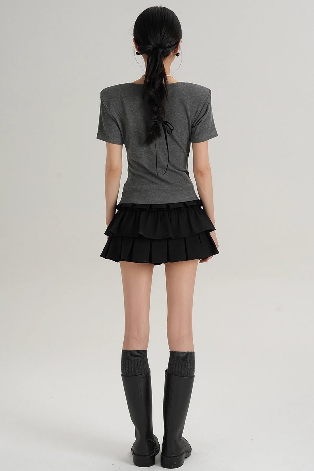 Pleated V-Neck Blouse