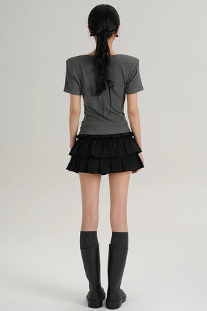Pleated V-Neck Blouse