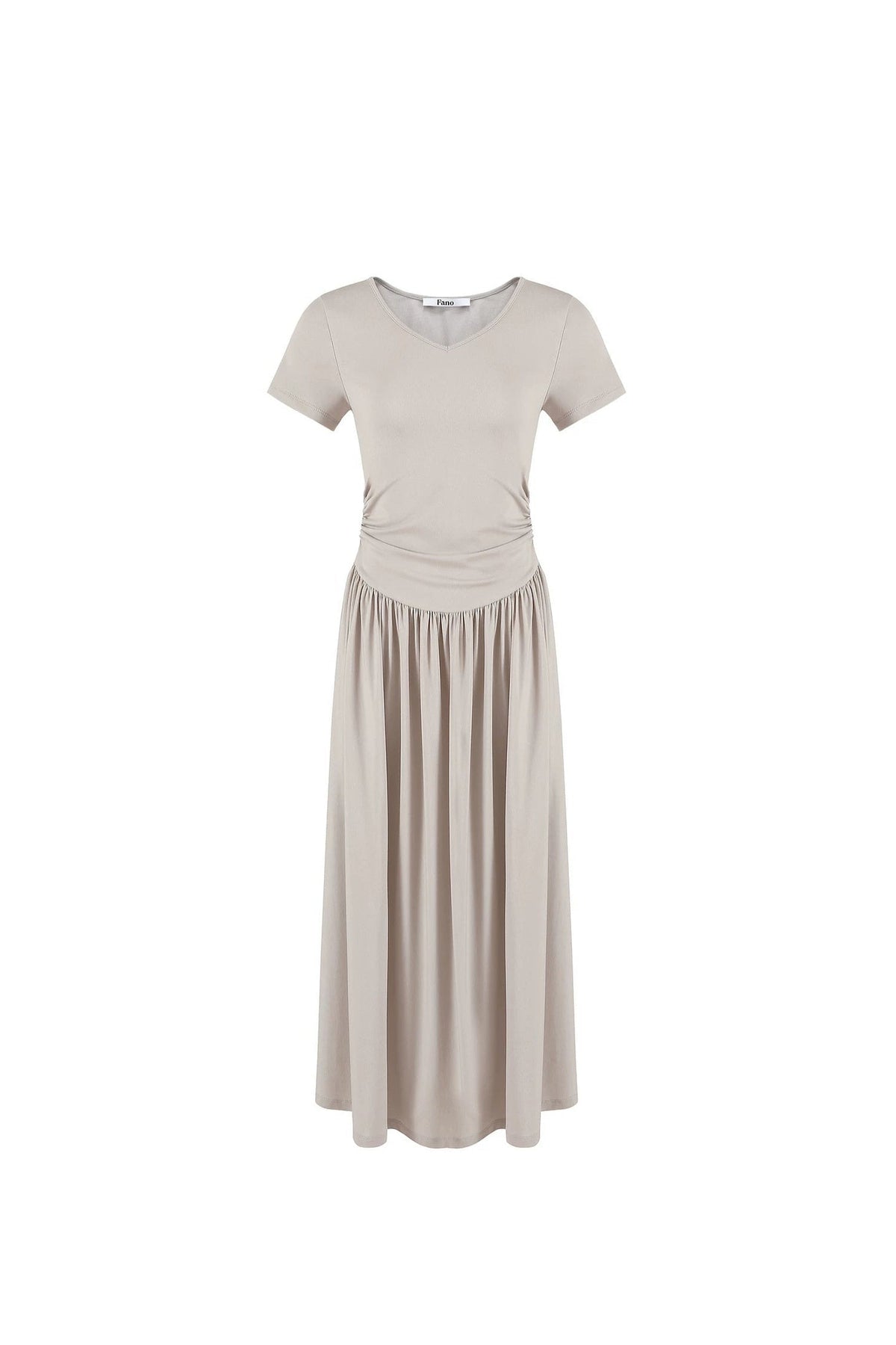 Pleated V-Neck Patchwork Dress