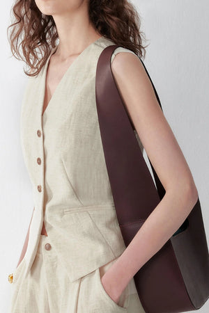 Pleated V-Neck Vest & Wide-Leg Trousers Set-Up