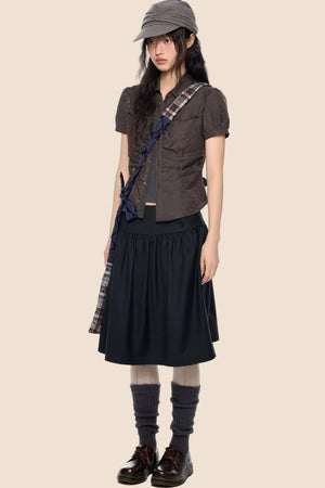 Pleated Waist-Cinching Shirt