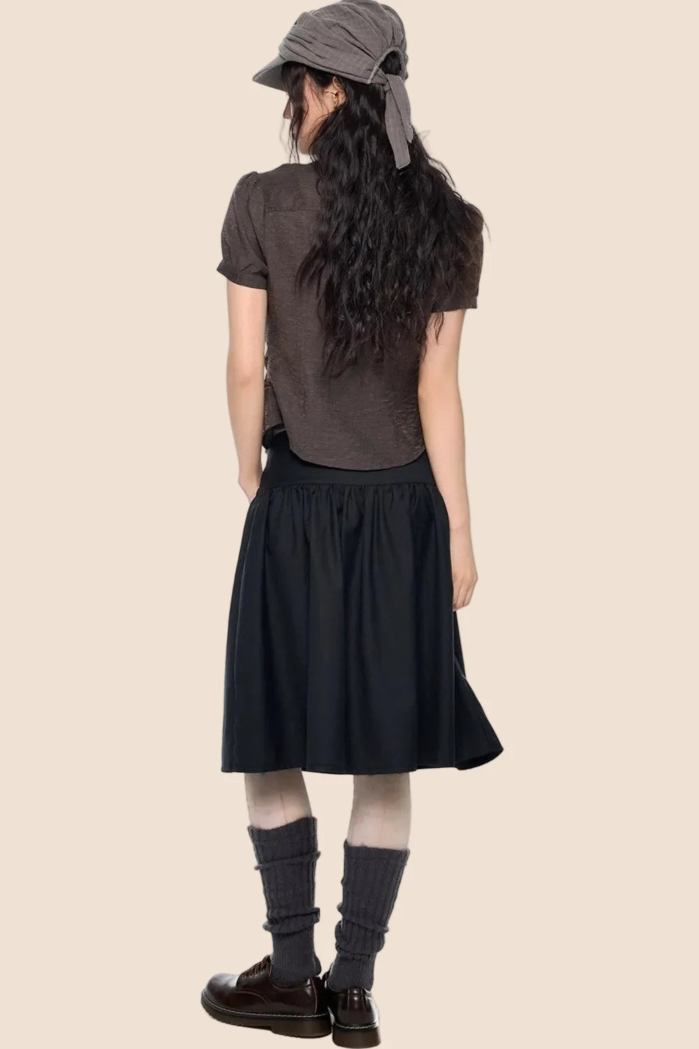 Pleated Waist-Cinching Shirt