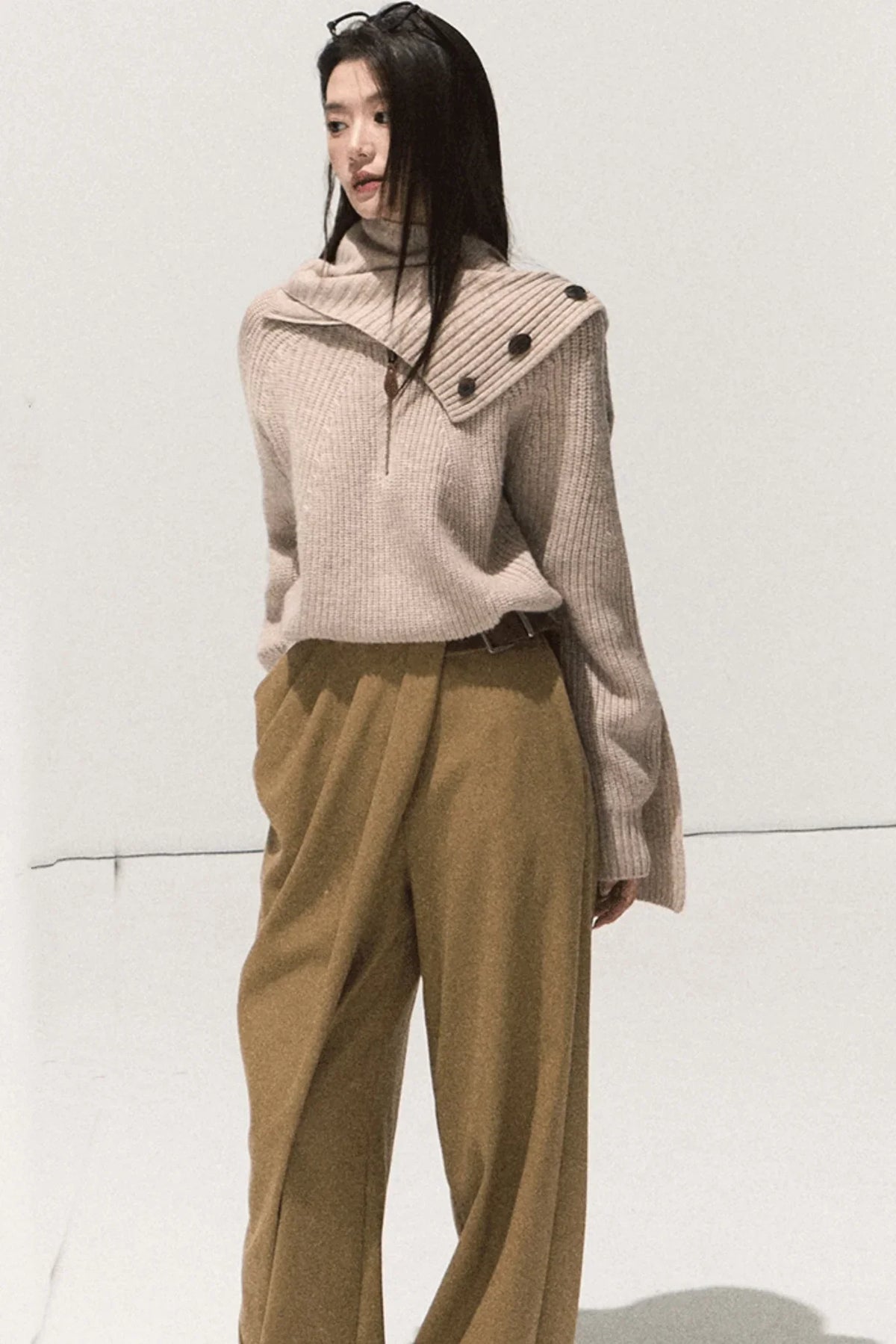 Pleated Winter Wide-Leg Pants