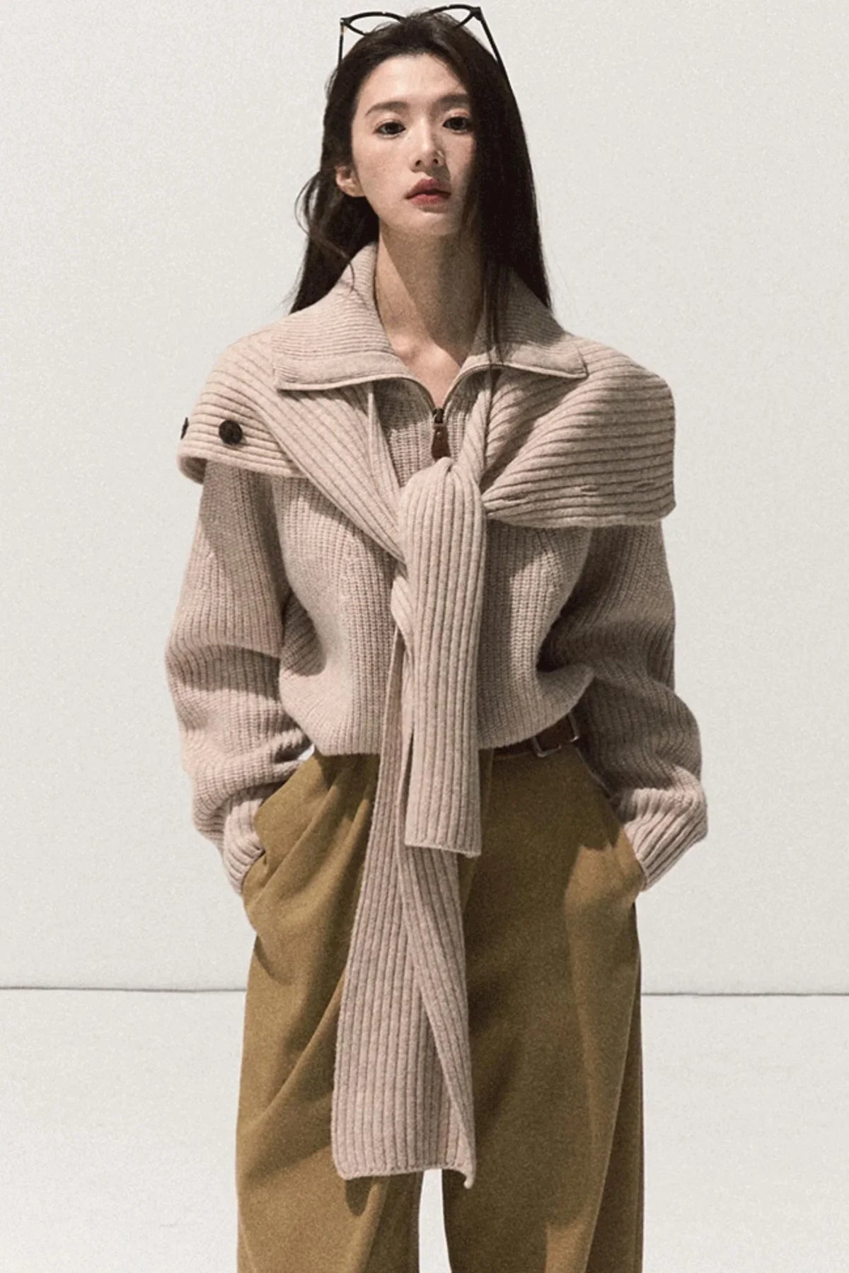 Pleated Winter Wide-Leg Pants