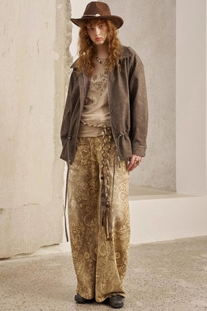 Pleats Waist Solid Color Loose Jacket