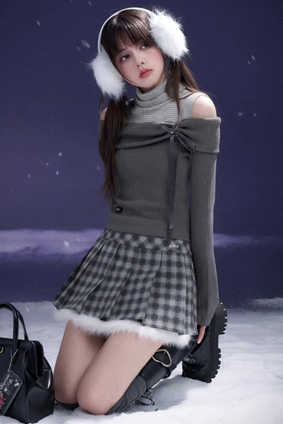 Plush Plaid Skirt
