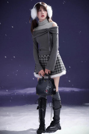 Plush Plaid Skirt