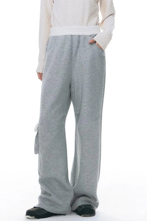 Plush Waistband Wide-Leg Pants