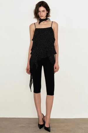 Polka Dot Asymmetric Ruffle Camisole