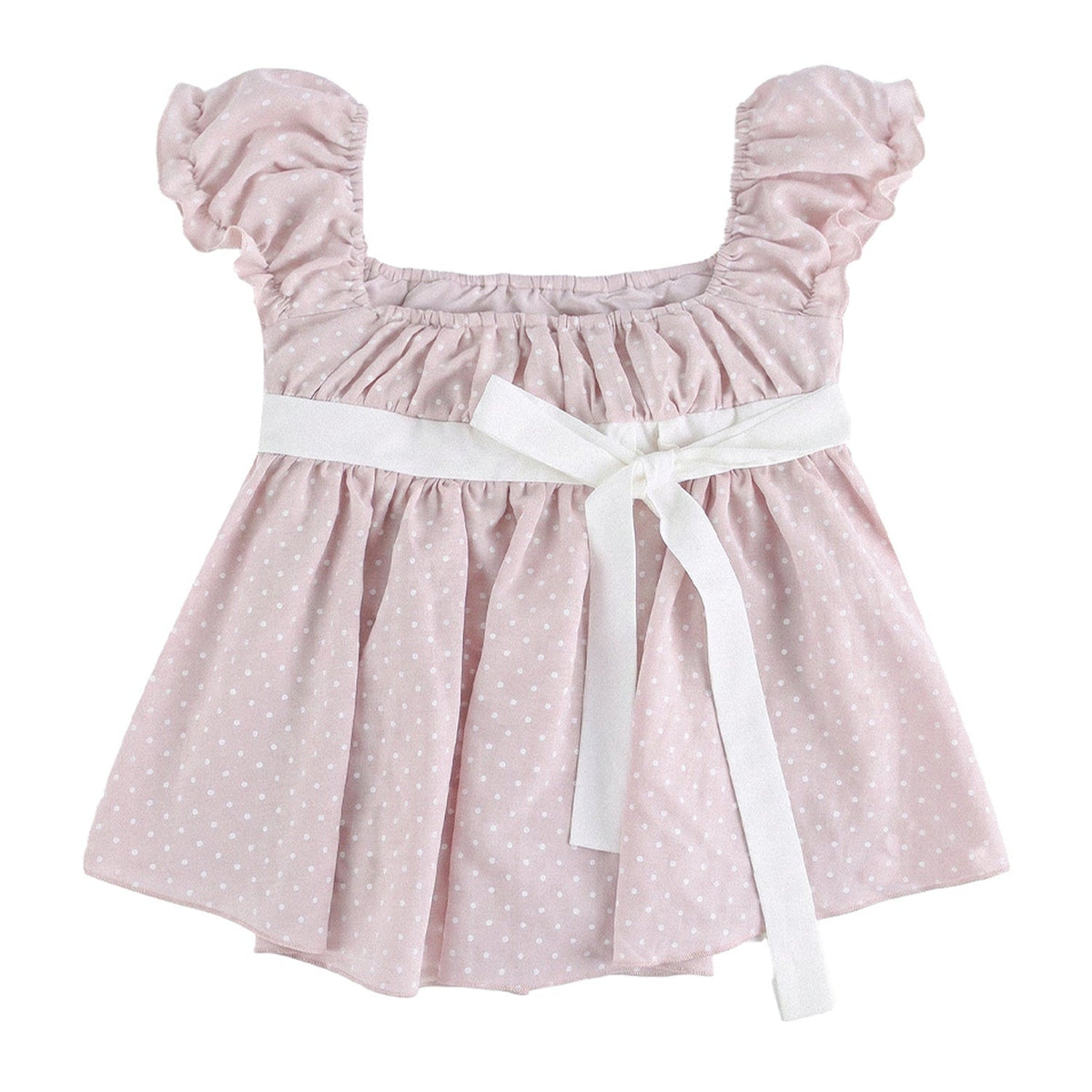 Polka Dot Bow Puff Sleeve Top Set-Up