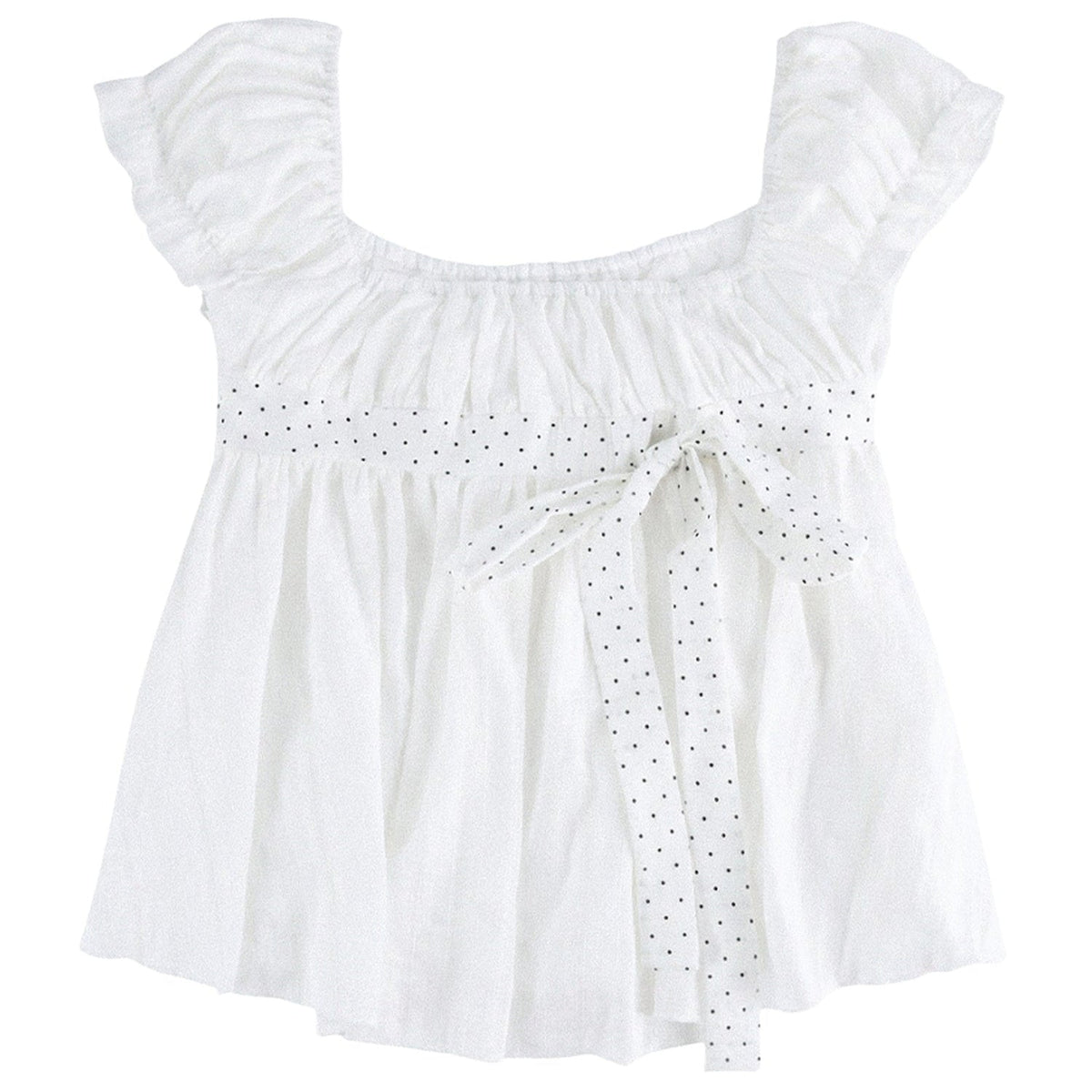 Polka Dot Bow Puff Sleeve Top Set-Up