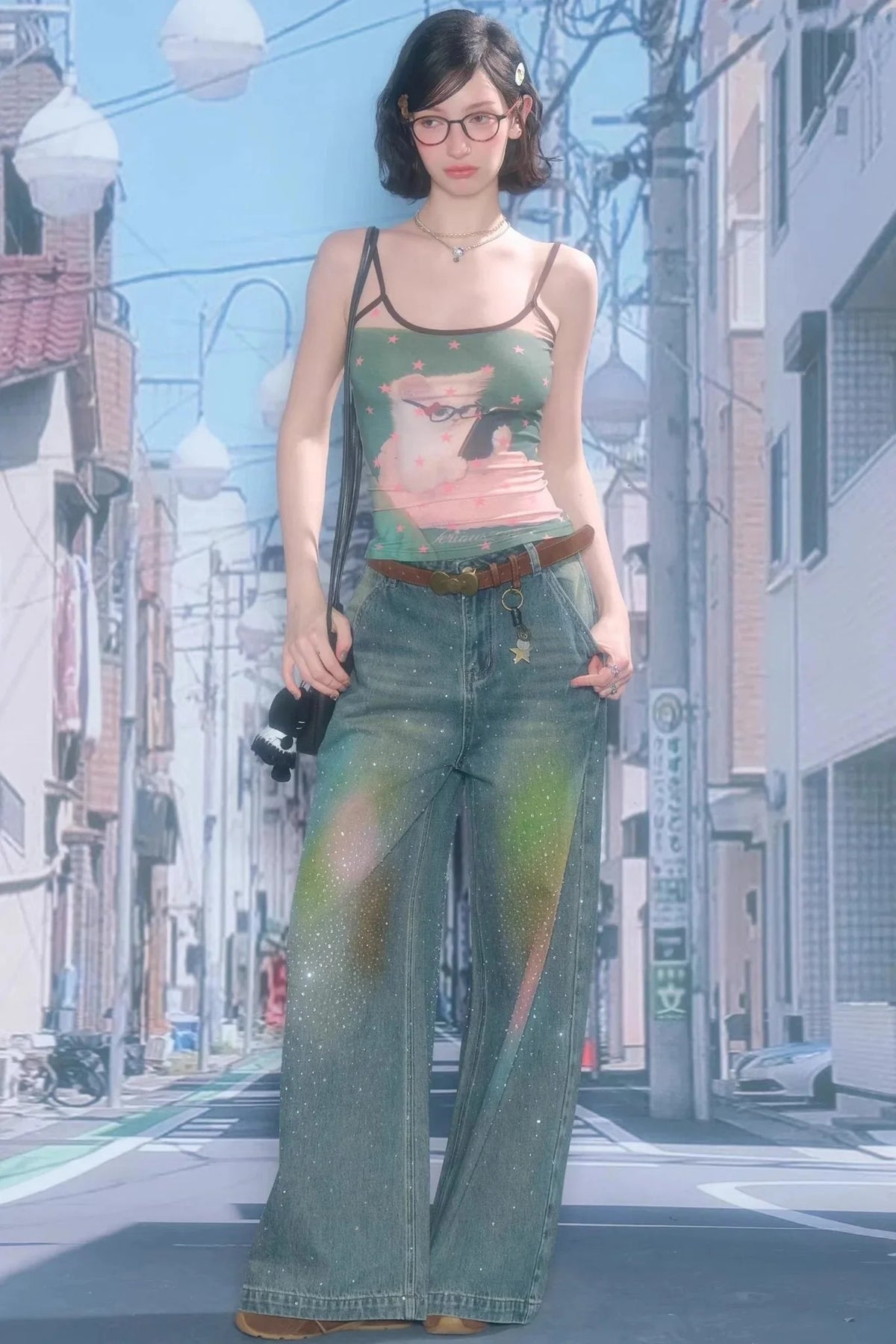 Polka Dot Cat Print Camisole