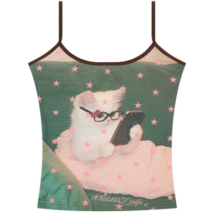 Polka Dot Cat Print Camisole
