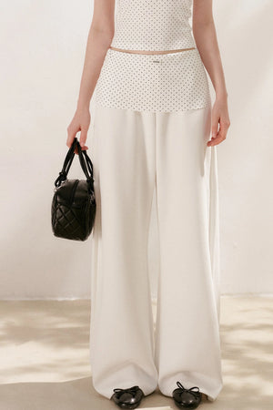 Polka Dot Cotton Tube Top And Wide Leg Pants Set-Up
