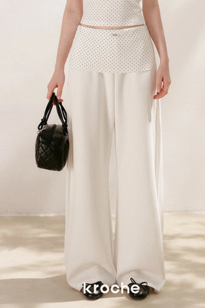 Polka Dot Cotton Tube Top And Wide Leg Pants Set-Up