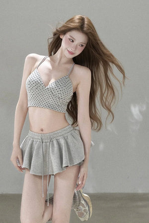 Polka Dot Cross-Back Top