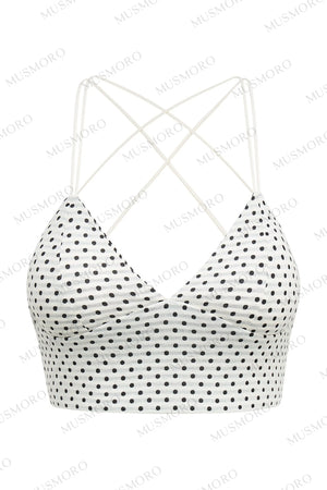 Polka Dot Cross-Back Top