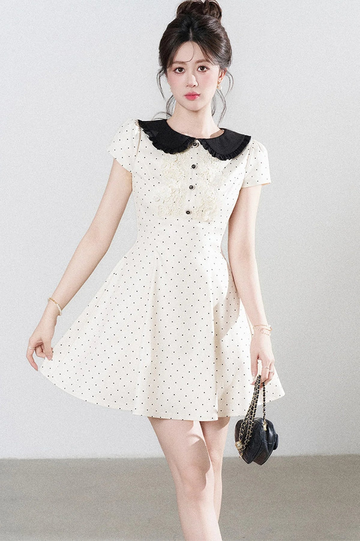 Polka Dot Doll Collar A-Line Dress